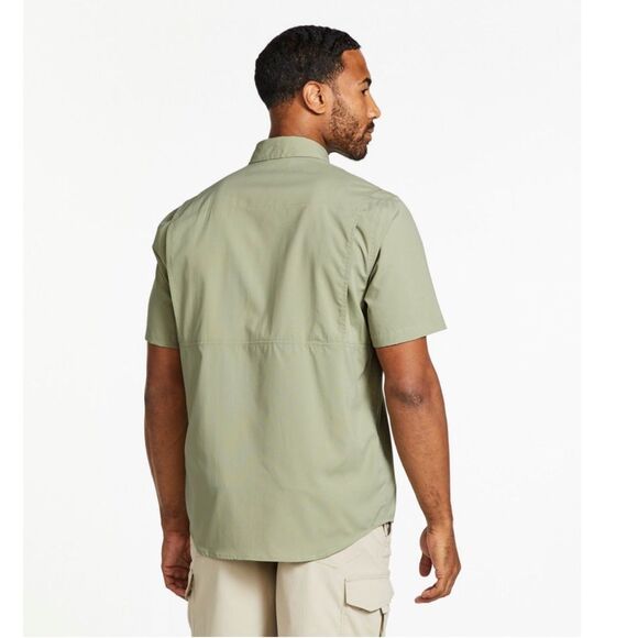 L.L. Bean Men Tropicwear Shirt Short-Sleeve UPF 50 green button down large tall - Picture 4 of 15